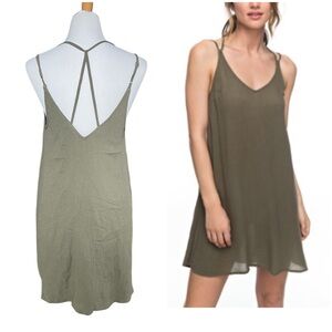 Roxy Dome of Amalfi strappy crepe olive green dress